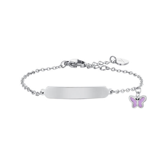 PULSERA DE ACERO Y CHAPA ESMALTADA VIOLETA