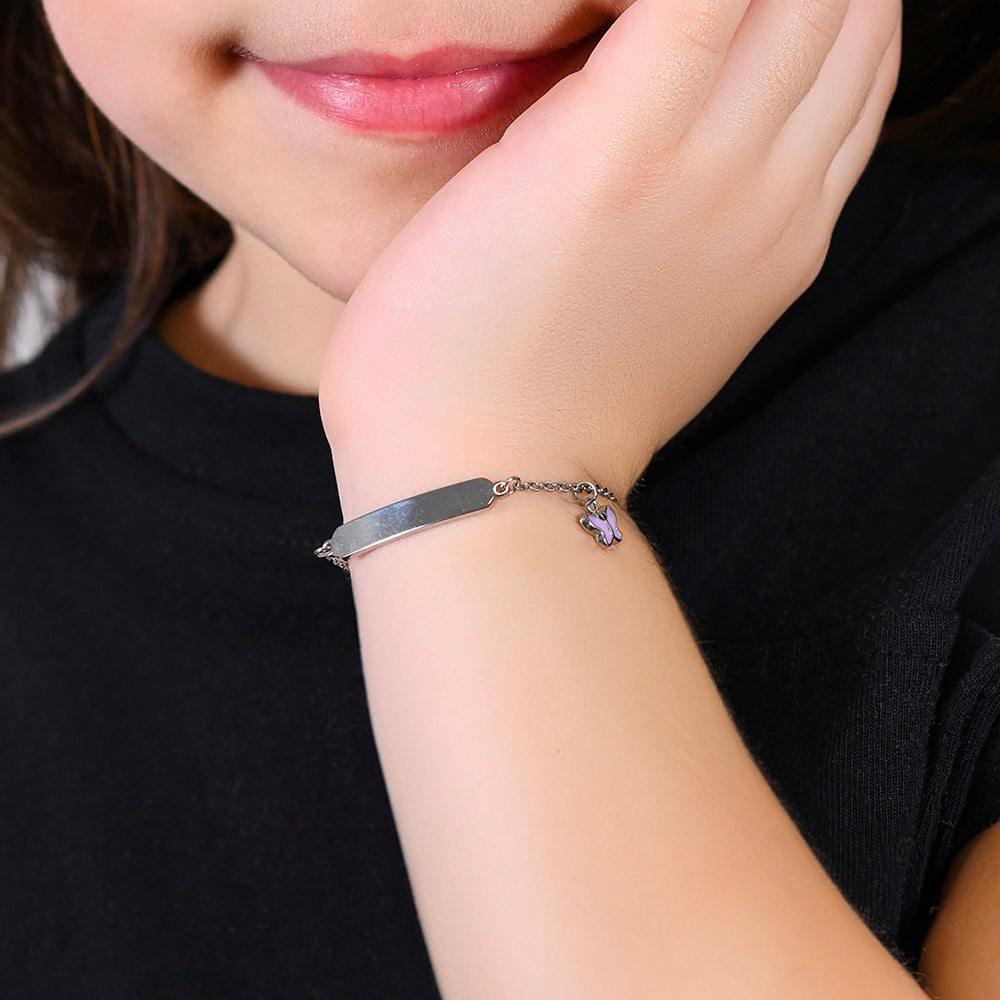 PULSERA DE ACERO Y CHAPA ESMALTADA VIOLETA