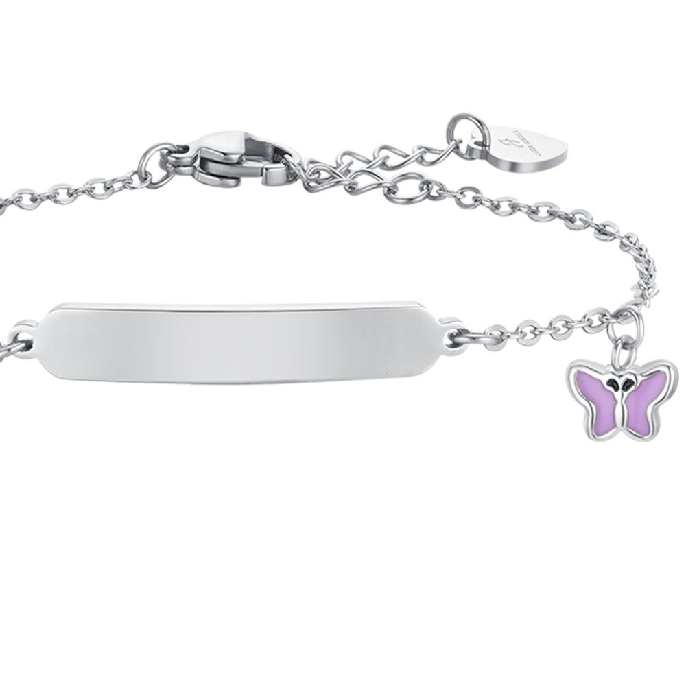 PULSERA DE ACERO Y CHAPA ESMALTADA VIOLETA