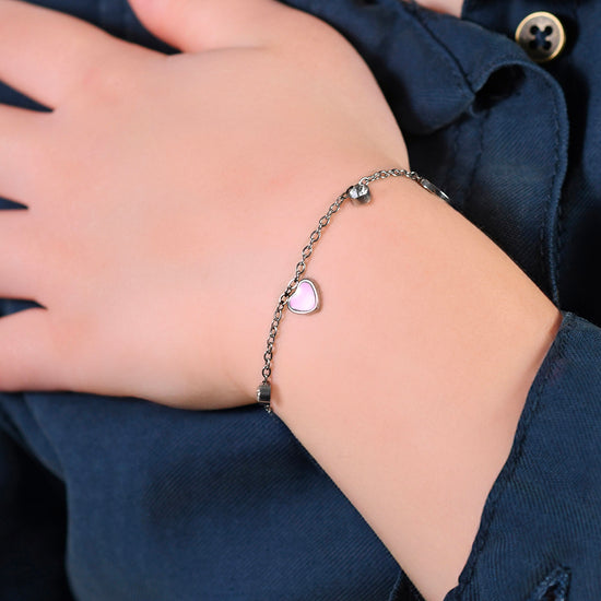 PULSERA DE ACERO NIÑA CON CORAZÓN