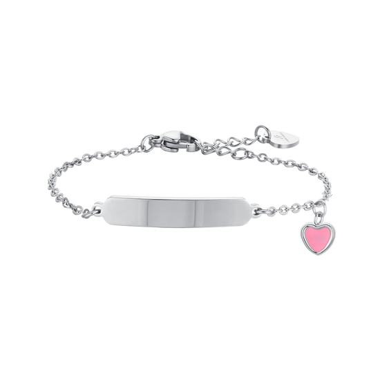 PULSERA DE ACERO NIÑA CON CORAZÓN Y PLACA