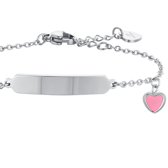PULSERA DE ACERO NIÑA CON CORAZÓN Y PLACA