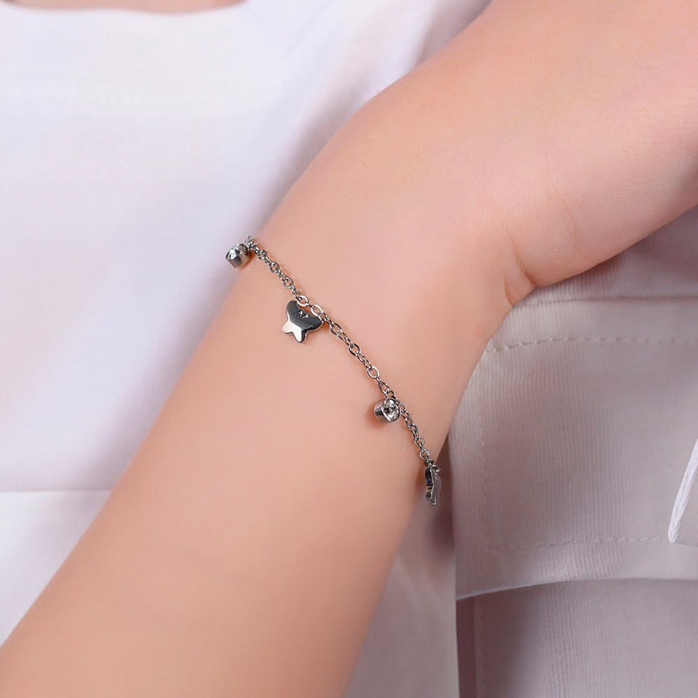PULSERA DE ACERO PARA NIÑA CON MARIPOSAS