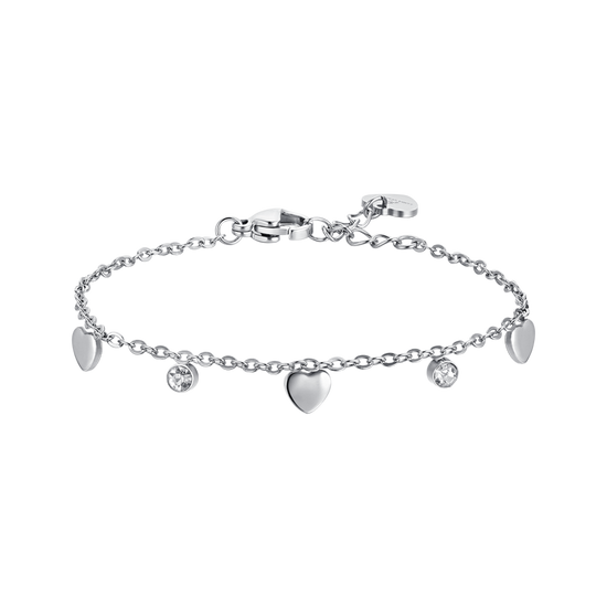 PULSERA ACERO NIÑA CORAZONES Y CRISTALES