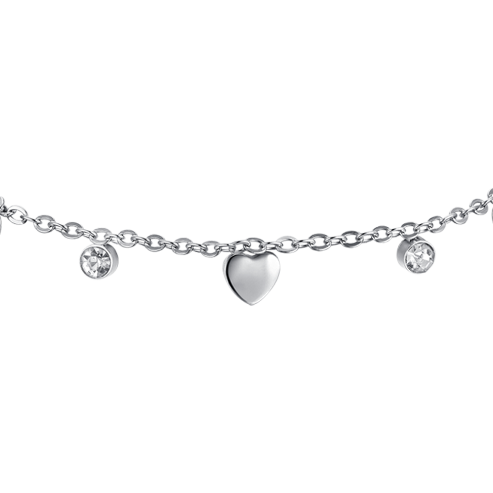 PULSERA ACERO NIÑA CORAZONES Y CRISTALES
