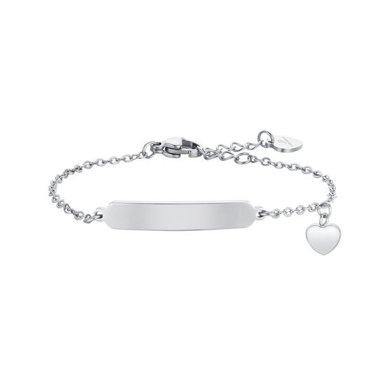 PULSERA DE ACERO CORAZONES Y CHAPA CHICA