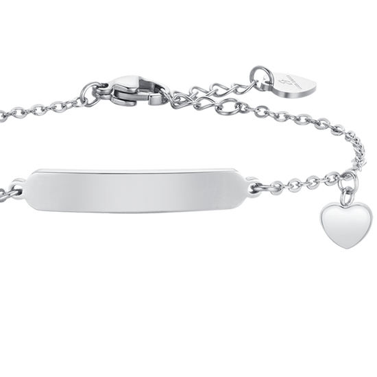 PULSERA DE ACERO CORAZONES Y CHAPA CHICA