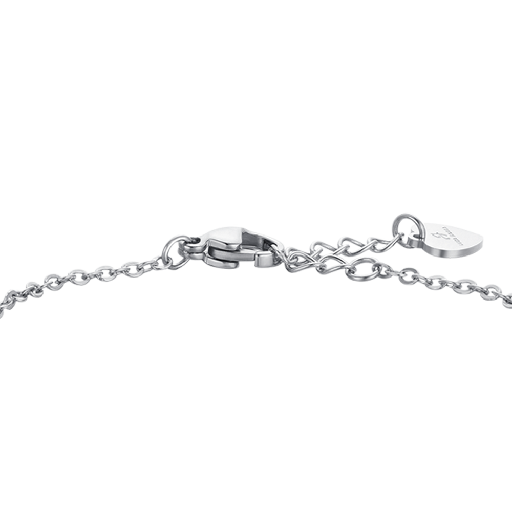 PULSERA DE ACERO CORAZONES Y CHAPA CHICA