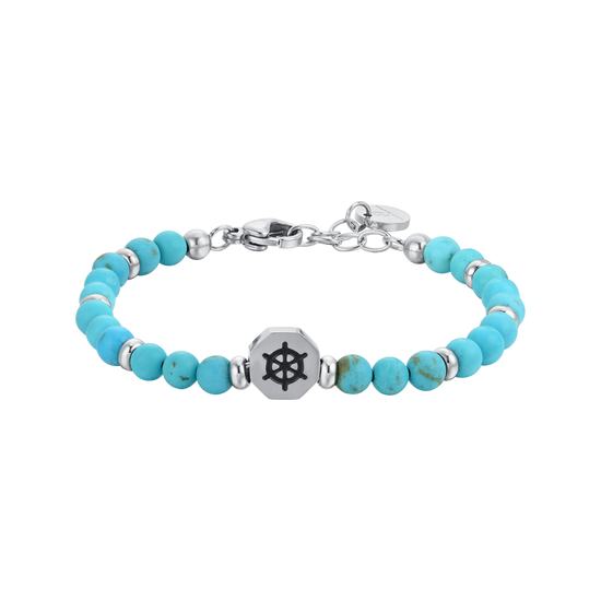 PULSERA BEBÉ DE ACERO CON PIEDRAS TURQUESA