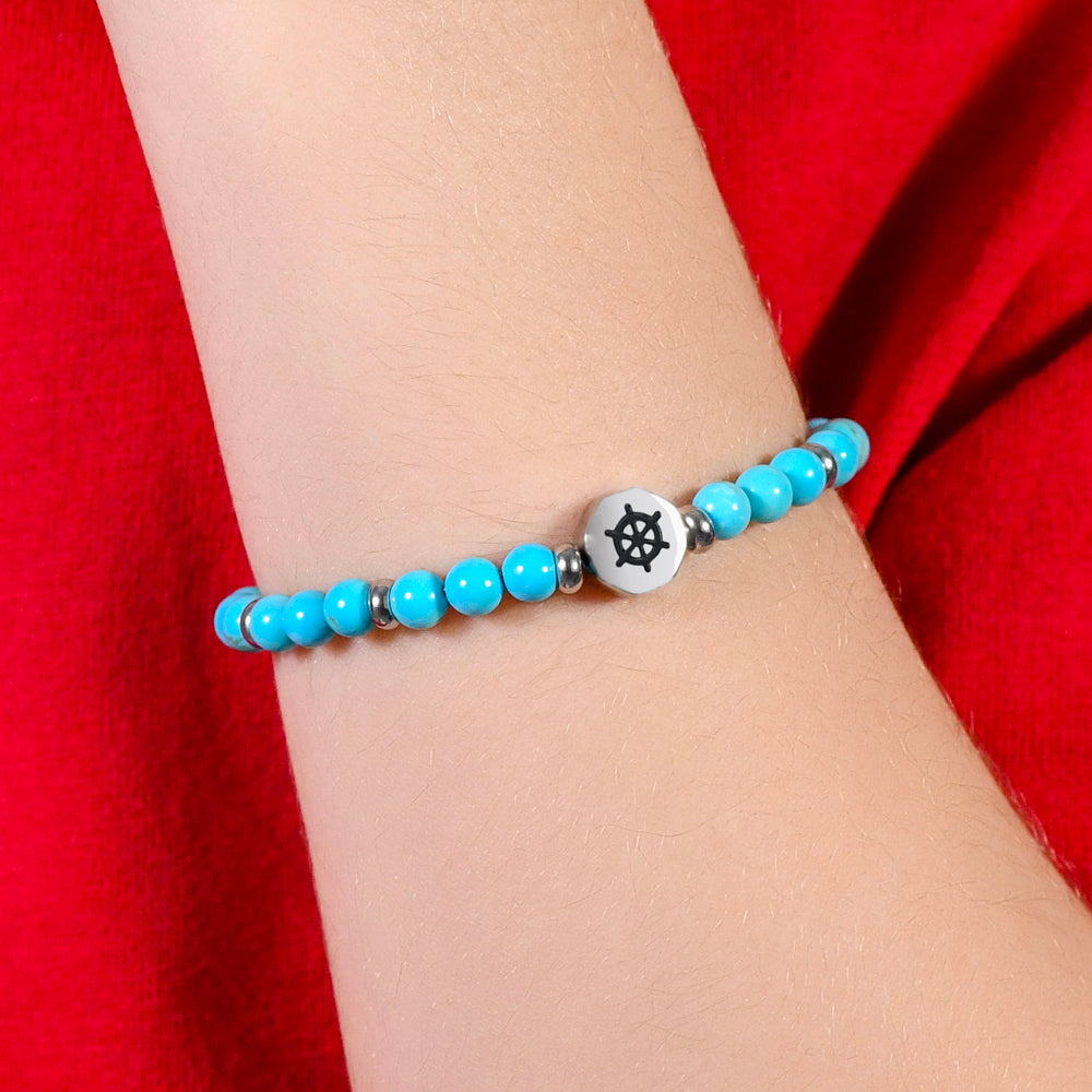 PULSERA BEBÉ DE ACERO CON PIEDRAS TURQUESA