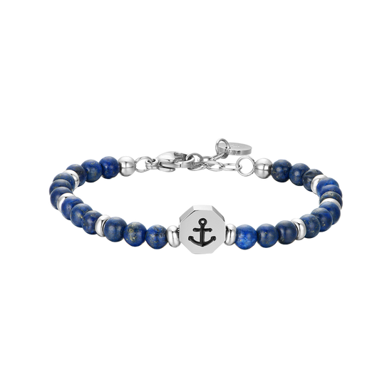 PULSERA BEBE ANCLA DE ACERO CON PIEDRAS AZULES