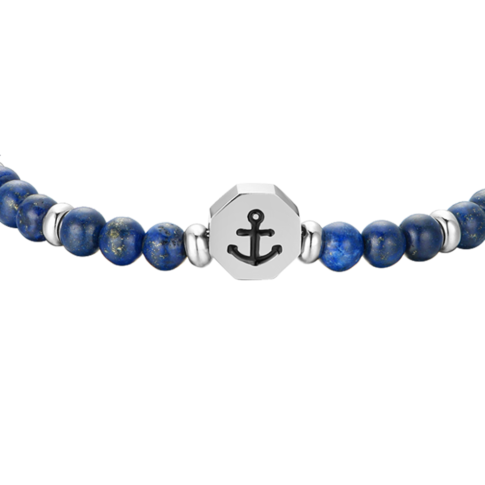 PULSERA BEBE ANCLA DE ACERO CON PIEDRAS AZULES