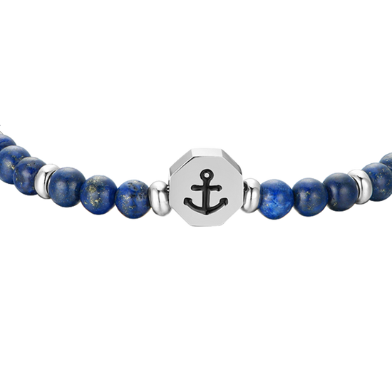PULSERA BEBE ANCLA DE ACERO CON PIEDRAS AZULES
