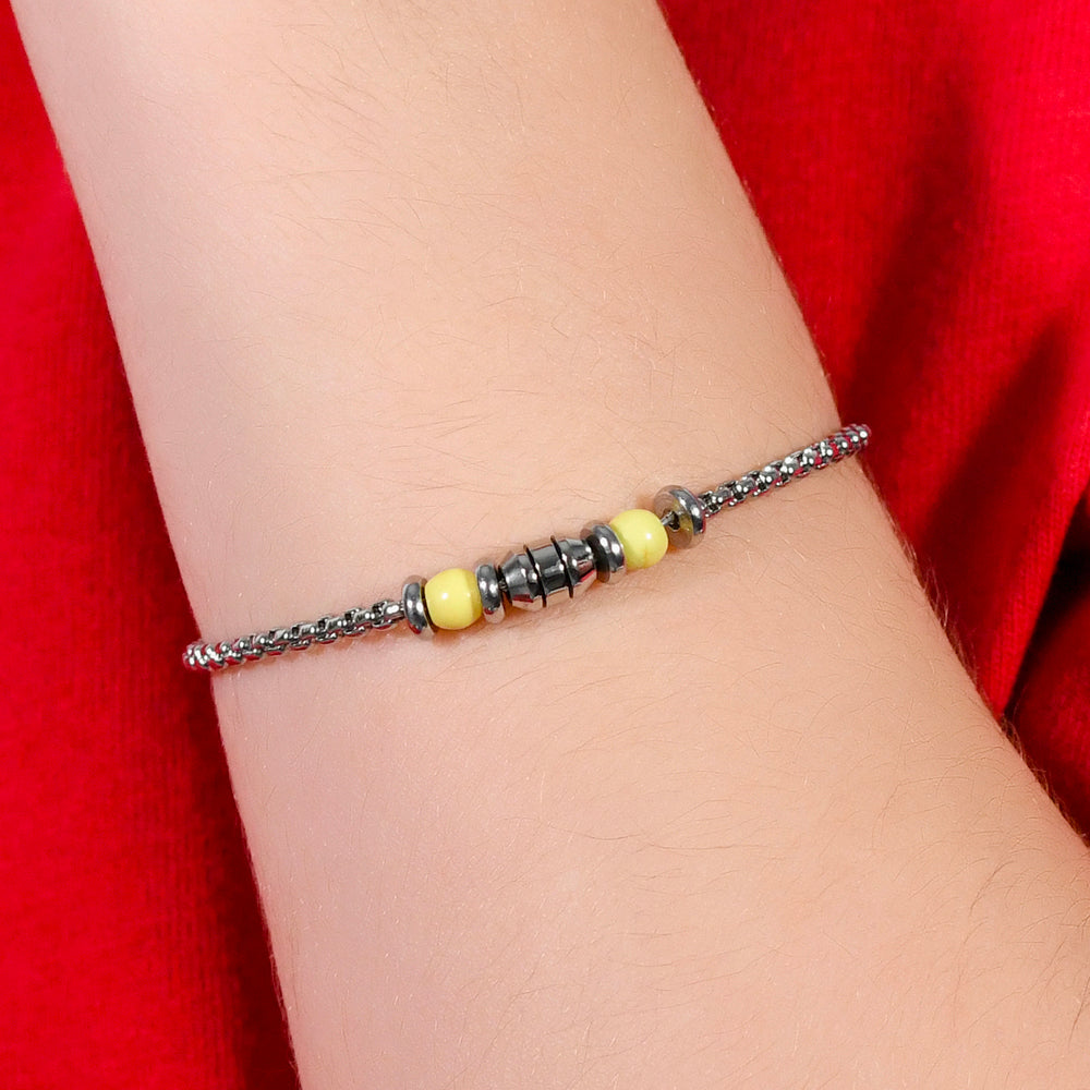 PULSERA BEBE ACERO PIEDRAS AMARILLAS