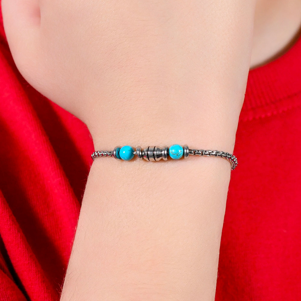 PIEDRAS DE TURQUESA PULSERA DE ACERO BEBÉ