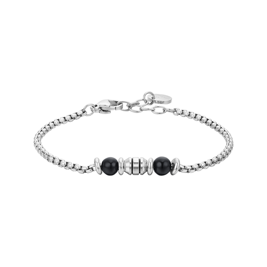 PULSERA BEBE ACERO PIEDRAS NEGRAS