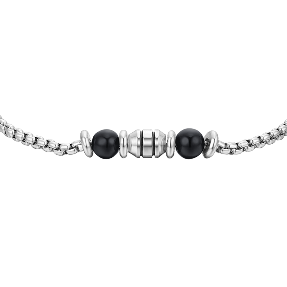PULSERA BEBE ACERO PIEDRAS NEGRAS