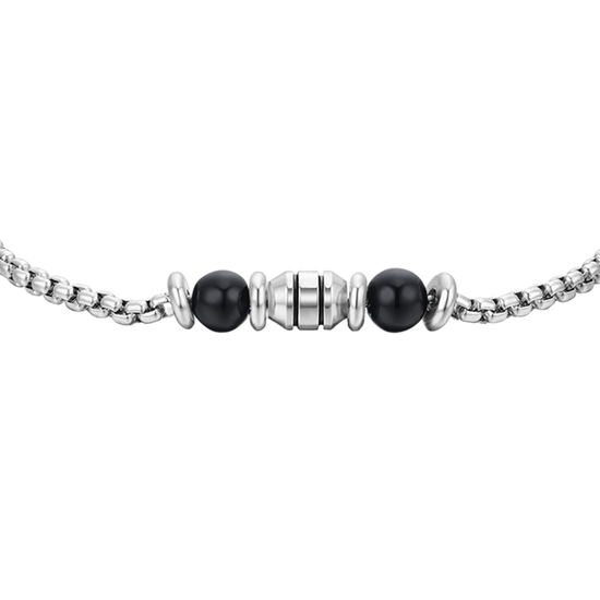 PULSERA BEBE ACERO PIEDRAS NEGRAS