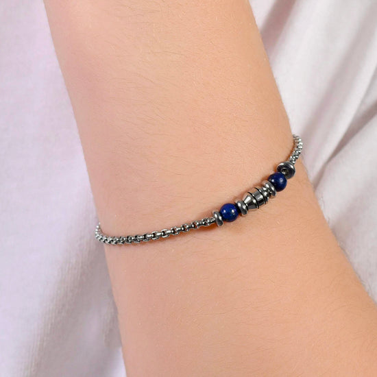 PULSERA BEBE ACERO PIEDRAS AZULES