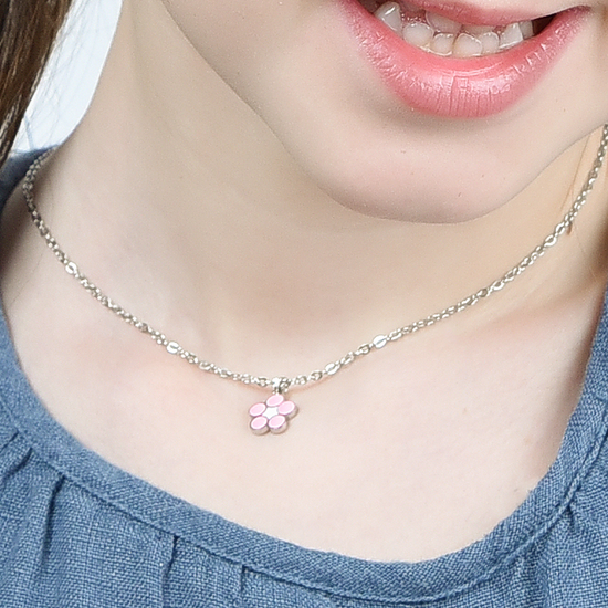 COLLAR DE NIÑA DE ACERO CON FLOR