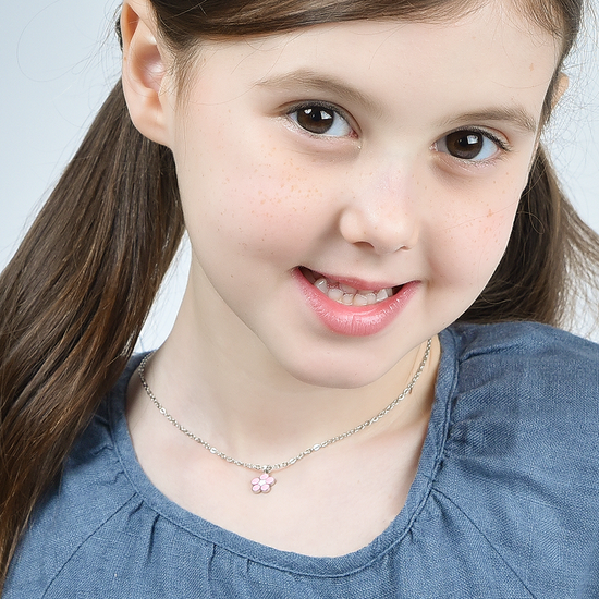 COLLAR DE NIÑA DE ACERO CON FLOR