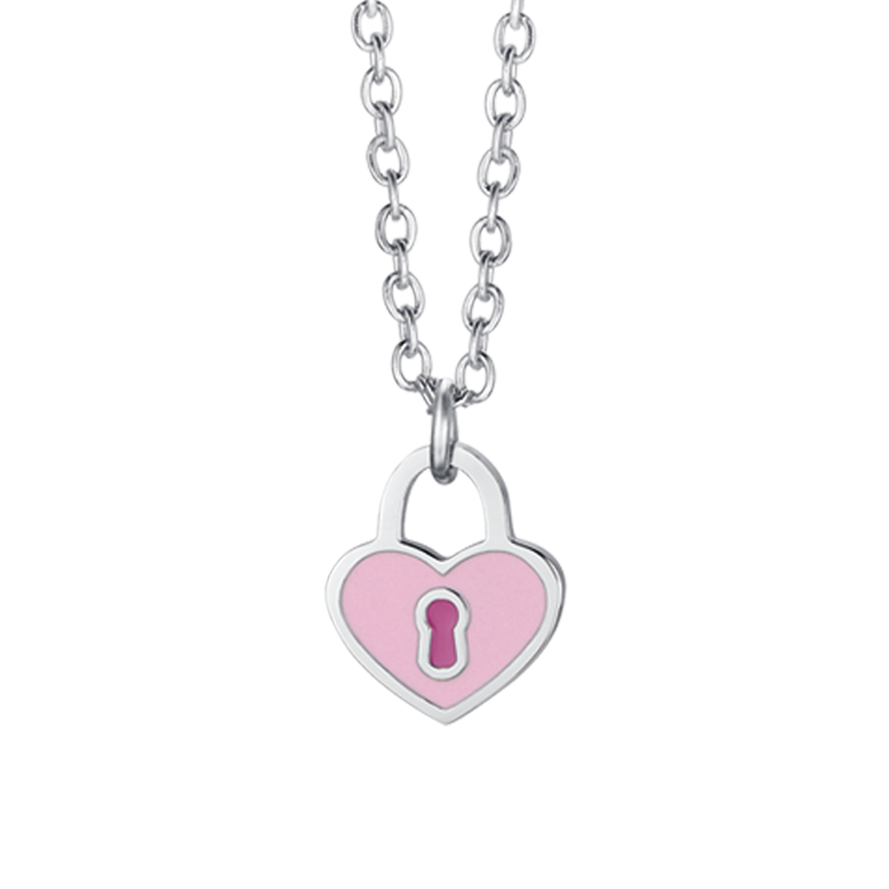 COLLAR DE ACERO PARA NIÑA CON CANDADO CORAZÓN