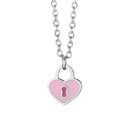 COLLAR DE ACERO PARA NIÑA CON CANDADO CORAZÓN