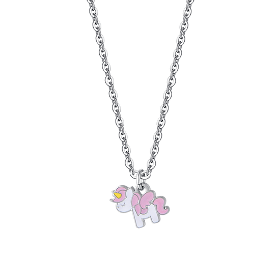 COLLAR DE NIÑA DE ACERO CON UNICORNIO