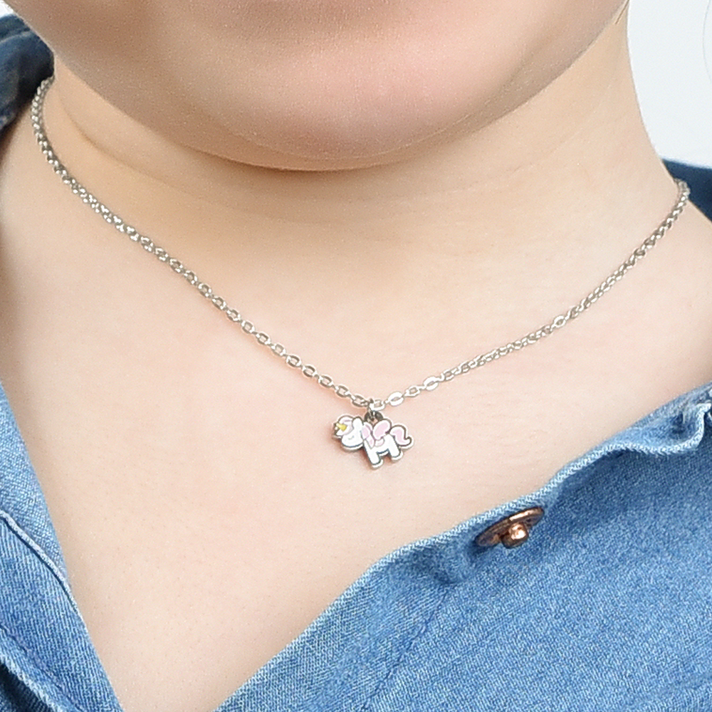 COLLAR DE NIÑA DE ACERO CON UNICORNIO