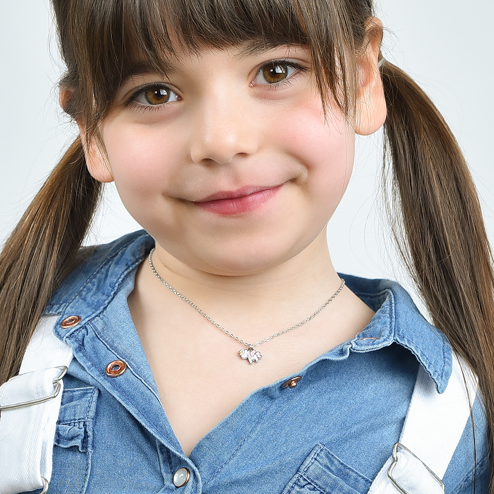 COLLAR DE NIÑA DE ACERO CON UNICORNIO