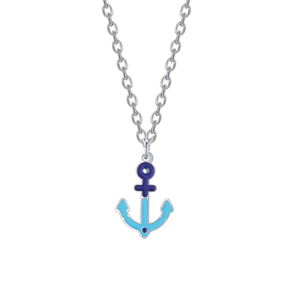 COLLAR DE ACERO PARA BEBÉ CON ANCLA AZUL