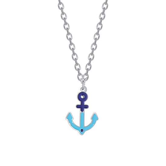COLLAR DE ACERO PARA BEBÉ CON ANCLA AZUL