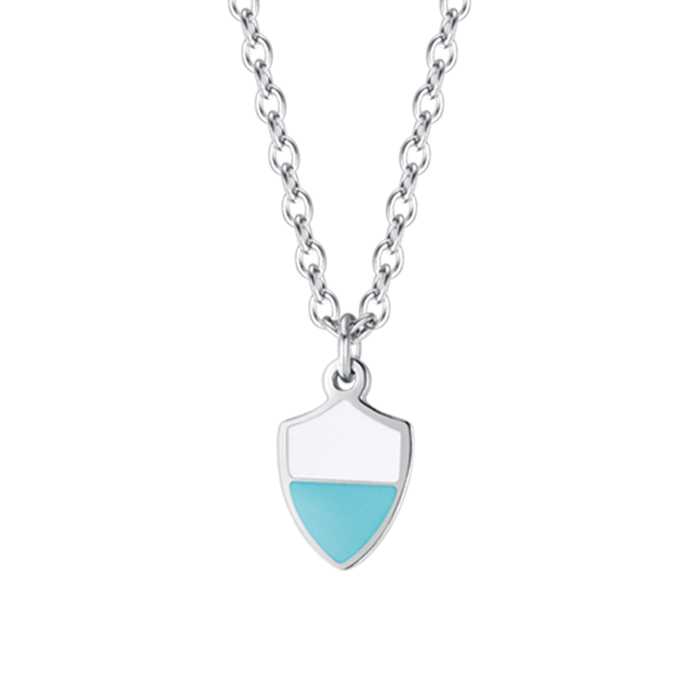 COLLAR NIÑO DE ACERO CON ESMALTE BLANCO Y AZUL