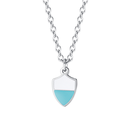 COLLAR NIÑO DE ACERO CON ESMALTE BLANCO Y AZUL