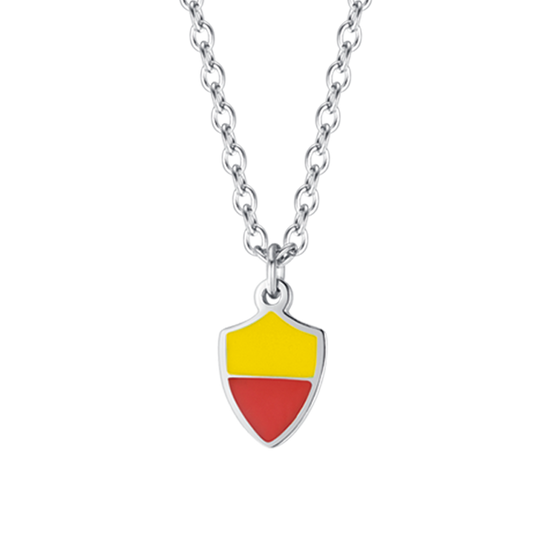 COLLAR NIÑO DE ACERO CON ESMALTE AMARILLO Y ROJO