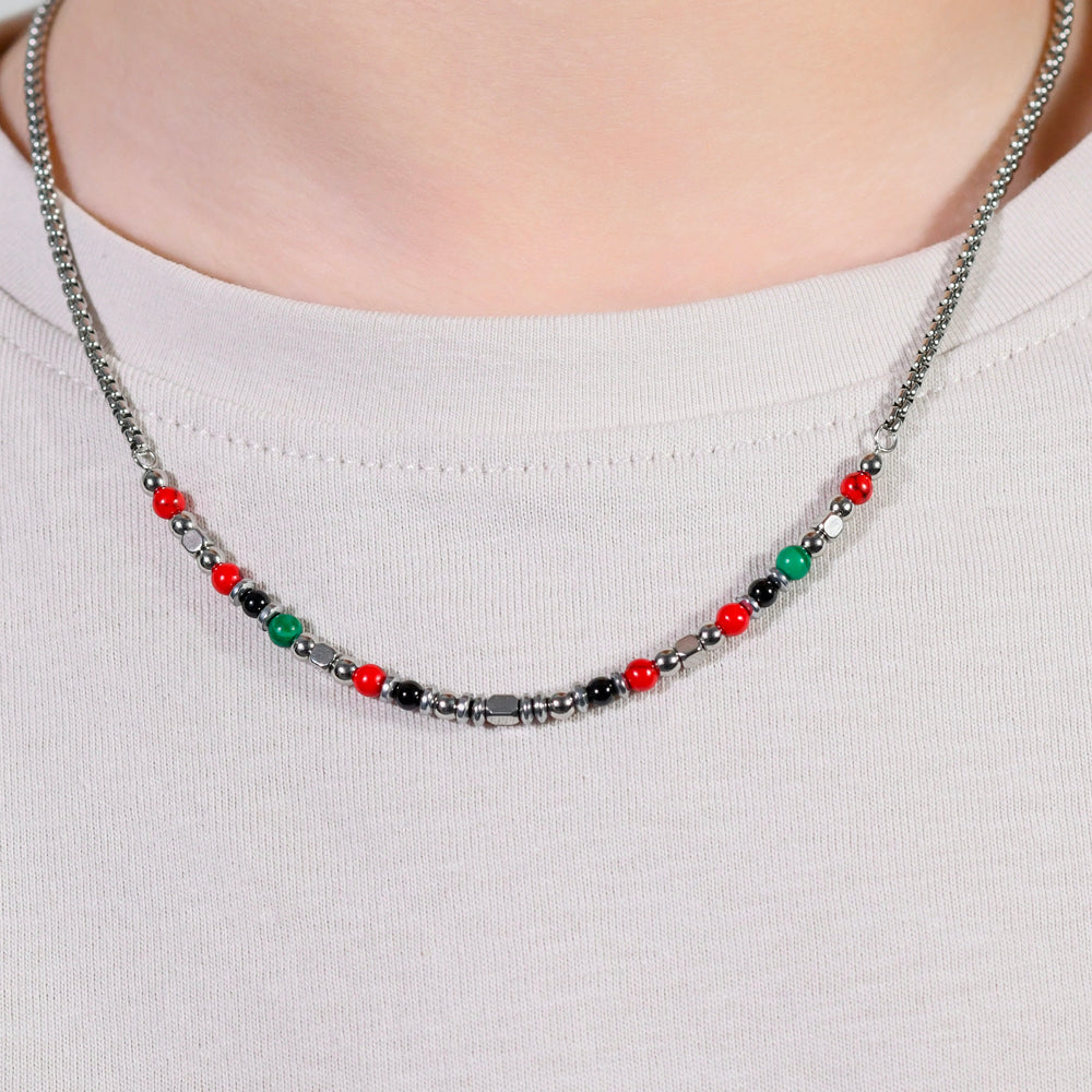 COLLAR INFANTIL DE ACERO CON PIEDRAS MULTICOLORES