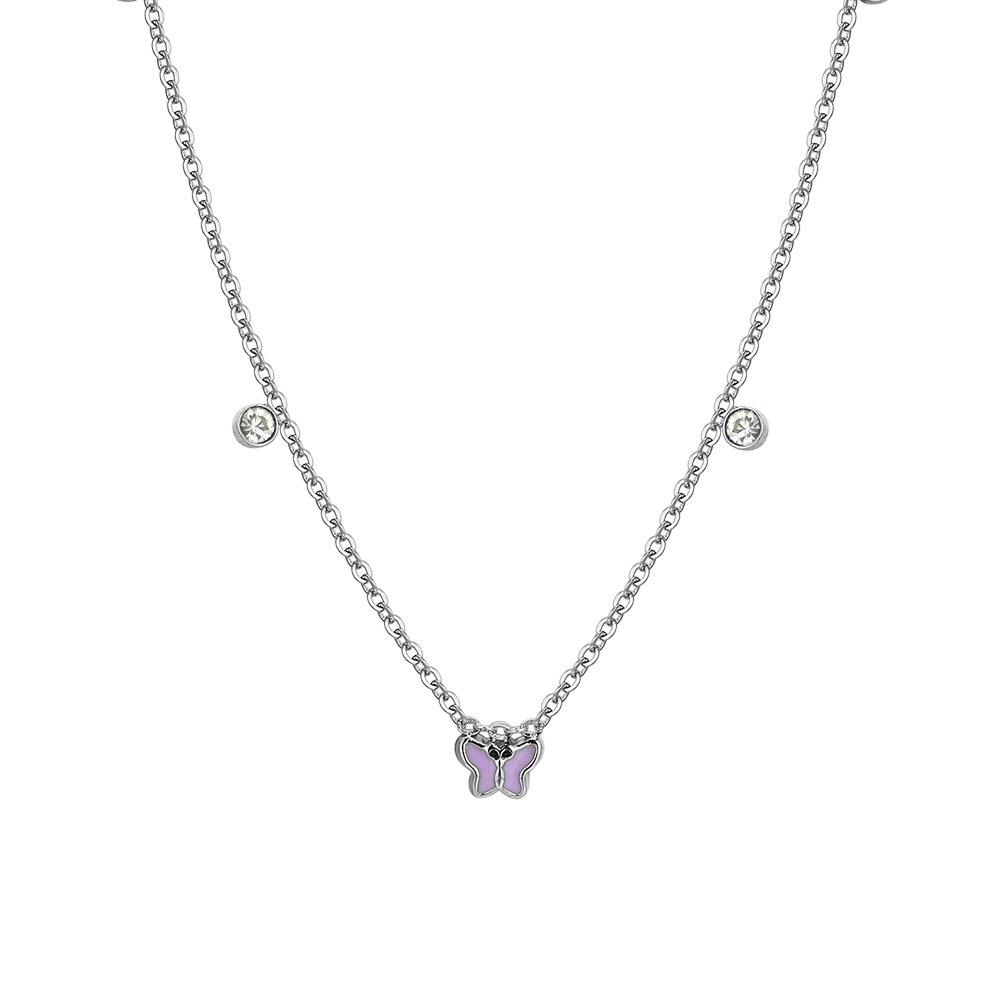 COLLAR DE NIÑA DE ACERO ESMALTADO VIOLETA