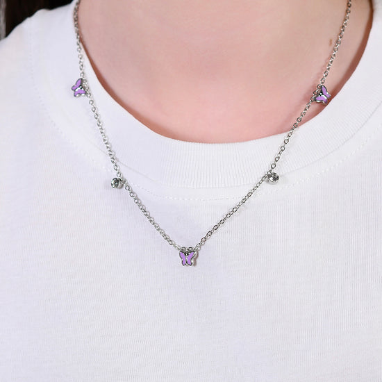 COLLAR DE NIÑA DE ACERO ESMALTADO VIOLETA