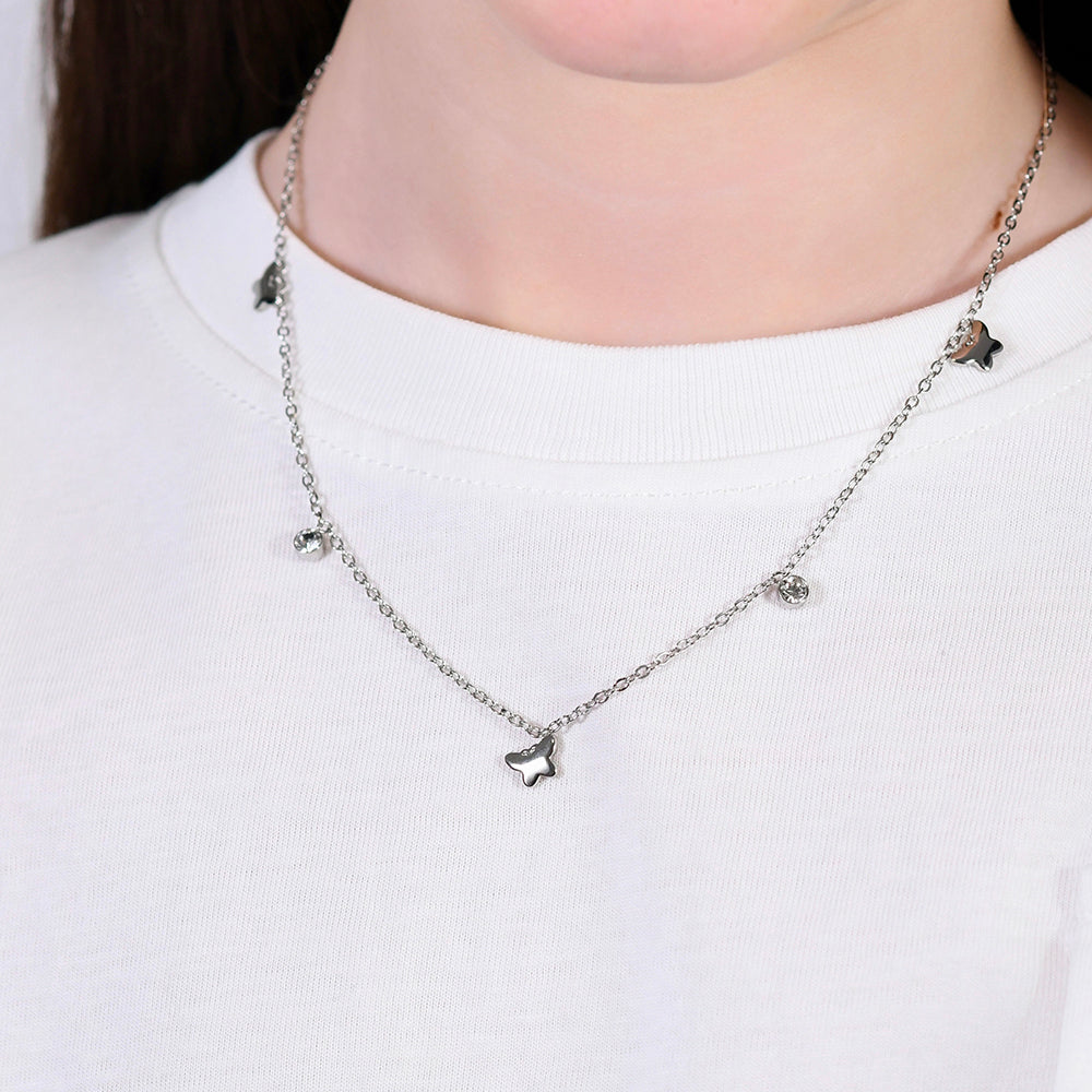 COLLAR DE ACERO PARA NIÑA CON MARIPOSAS