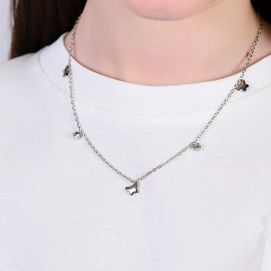 COLLAR DE ACERO PARA NIÑA CON MARIPOSAS