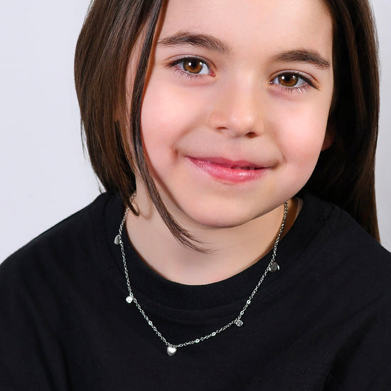 CORAZONES Y CRISTALES COLLAR DE ACERO NIÑA