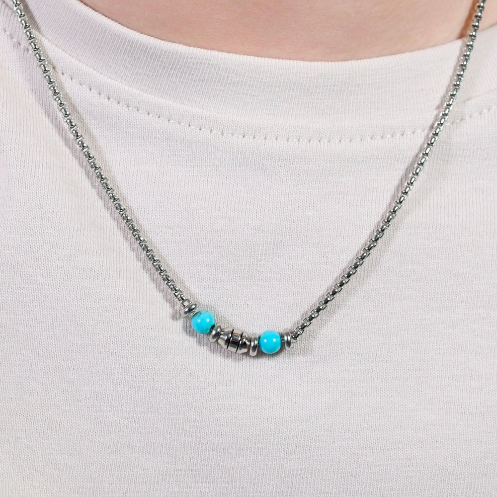 PIEDRAS DE TURQUESA COLLAR DE ACERO BEBÉ