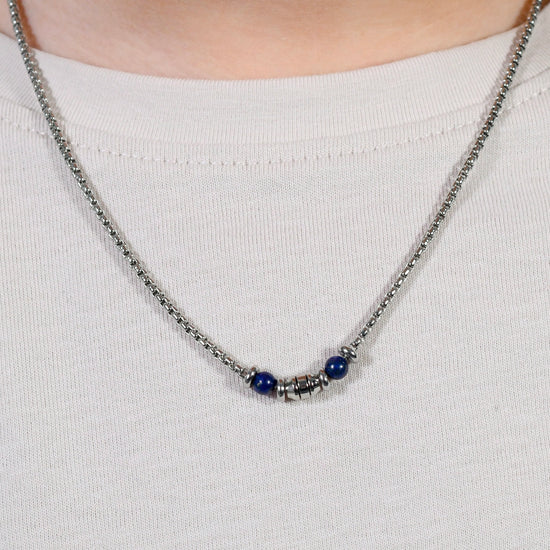 COLLAR BEBE ACERO PIEDRAS AZULES