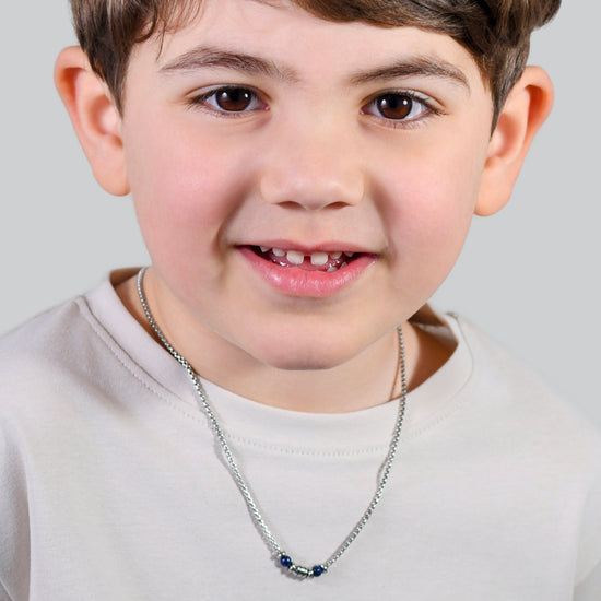 COLLAR BEBE ACERO PIEDRAS AZULES