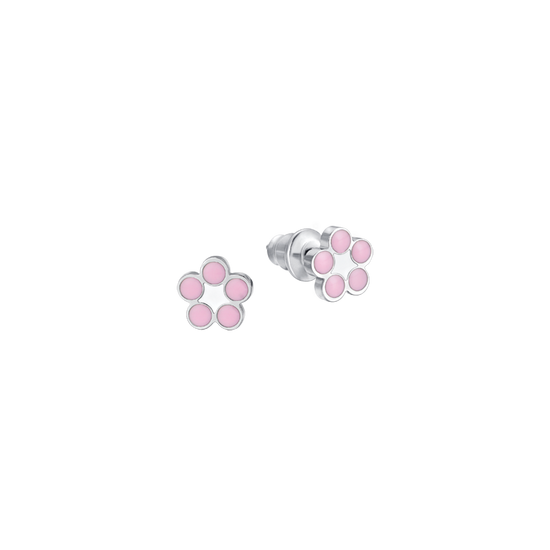 NIÑA PENDIENTES DE ACERO CON FLORES