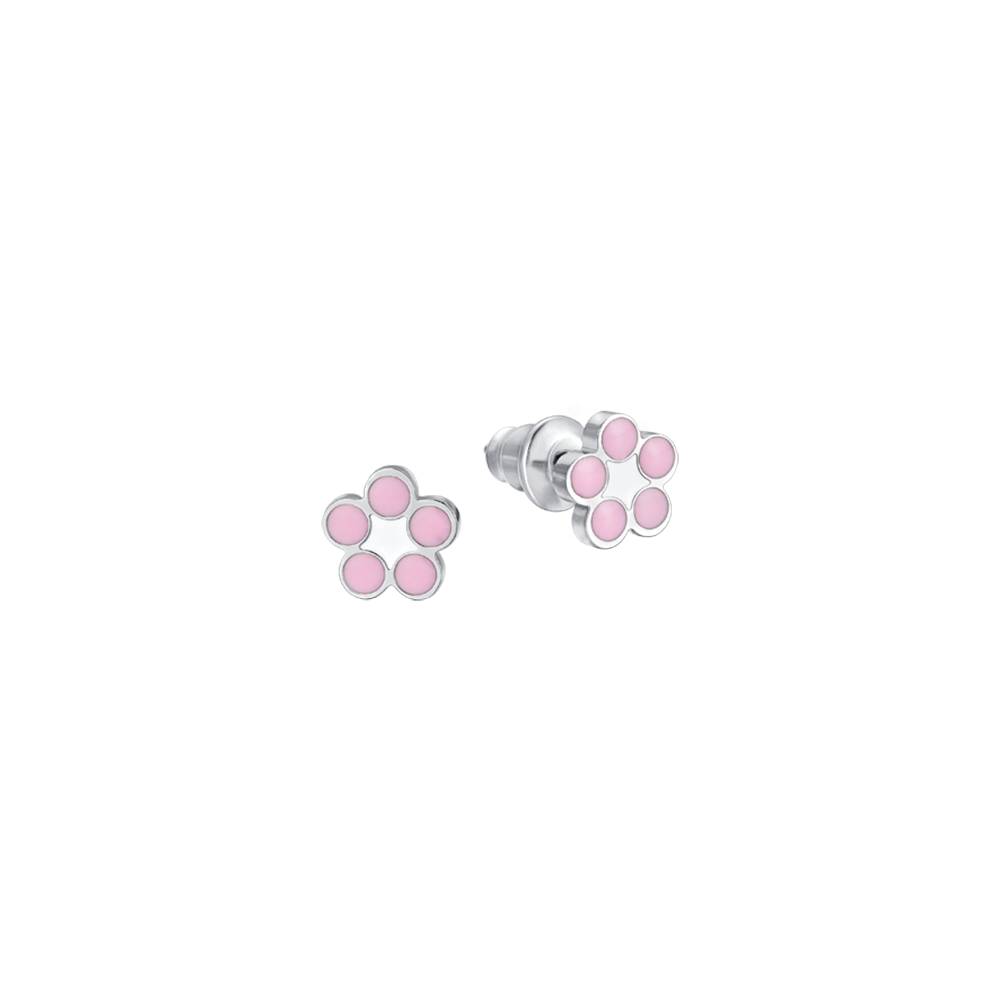NIÑA PENDIENTES DE ACERO CON FLORES