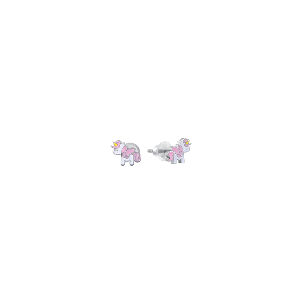 PENDIENTES DE NIÑA DE ACERO CON UNICORNIOS