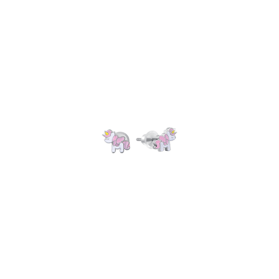 PENDIENTES DE NIÑA DE ACERO CON UNICORNIOS