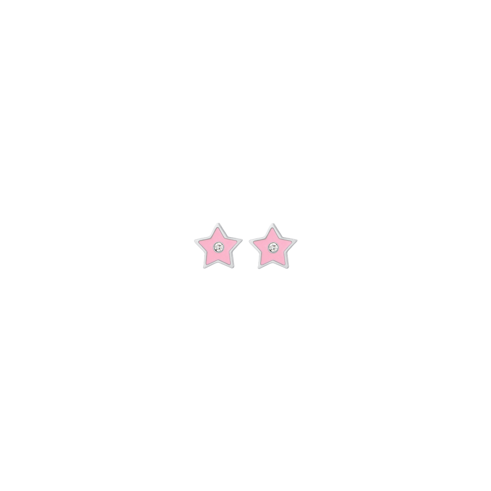PENDIENTES NIÑA ACERO ESMALTADO ROSA