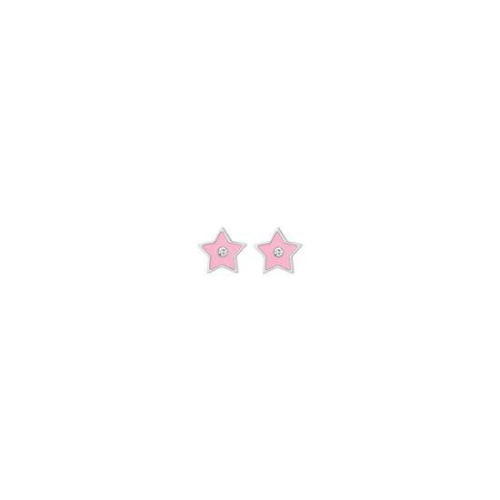 PENDIENTES NIÑA ACERO ESMALTADO ROSA